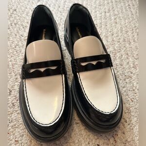 Reformation Agathea Chunky Loafers, Black/White, US 8.5